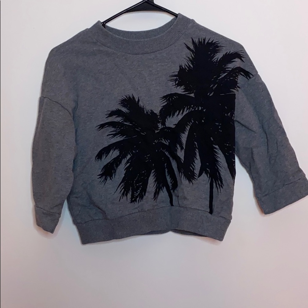 Cropped palm tree design crew neck